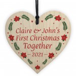 First Christmas Together Wood Bauble Personalised Tree Decor