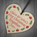 First Christmas Together Wood Bauble Personalised Tree Decor