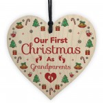 1st Christmas As Grandparents Bauble Wooden Heart Tree Decor