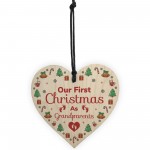 1st Christmas As Grandparents Bauble Wooden Heart Tree Decor