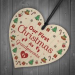 1st Christmas As Grandparents Bauble Wooden Heart Tree Decor