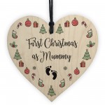1st Christmas As Mummy Bauble Wooden Heart Tree Decoration