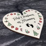 1st Christmas As Mummy Bauble Wooden Heart Tree Decoration