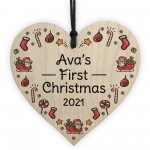 1st Christmas Bauble Tree Decoration Personalised New Baby Heart