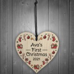 1st Christmas Bauble Tree Decoration Personalised New Baby Heart