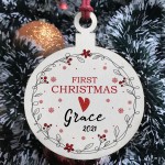 Babys 1st First Christmas Bauble Personalised Wood Hanging Decor