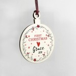 Babys 1st First Christmas Bauble Personalised Wood Hanging Decor