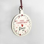 Babys 1st First Christmas Bauble Personalised Wood Hanging Decor