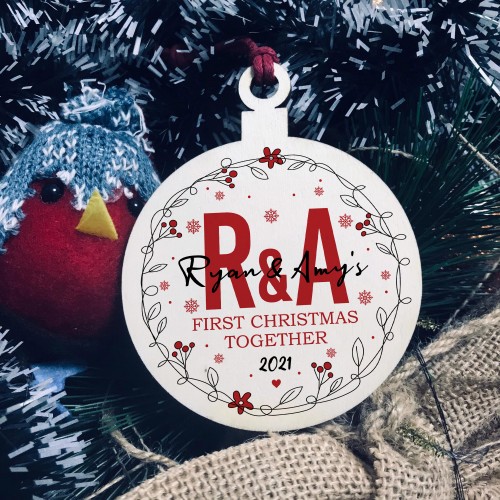 Personalised Initial 1st Christmas Together Bauble Tree Decor