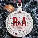 Personalised Initial 1st Christmas Together Bauble Tree Decor