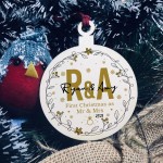 Personalised Initial First Christmas As Mr & Mrs Bauble Decor