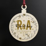 Personalised Initial First Christmas As Mr & Mrs Bauble Decor