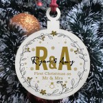 Personalised Initial First Christmas As Mr & Mrs Bauble Decor