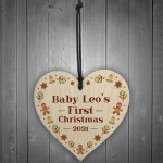 Baby's First 1st Christmas Bauble Personalised Wood Heart Decor