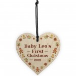 Baby's First 1st Christmas Bauble Personalised Wood Heart Decor