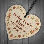 Baby's First 1st Christmas Bauble Personalised Wood Heart Decor