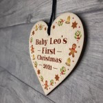 Baby's First 1st Christmas Bauble Personalised Wood Heart Decor