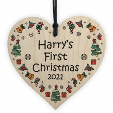 Baby's 1st Christmas Bauble Personalised Heart Xmas Tree Decor