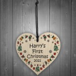 Baby's 1st Christmas Bauble Personalised Heart Xmas Tree Decor