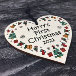 Baby's 1st Christmas Bauble Personalised Heart Xmas Tree Decor