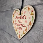 Personalised 1st Christmas Bauble New Baby Wood Heart Decoration