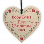 1st Christmas Bauble New Baby Tree Decoration Personalised Heart