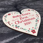 1st Christmas Bauble New Baby Tree Decoration Personalised Heart