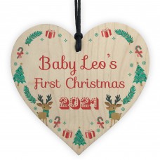 Babys 1st Christmas Bauble Tree Decoration Personalised Heart