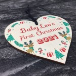 Babys 1st Christmas Bauble Tree Decoration Personalised Heart