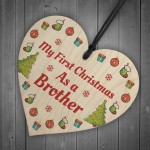 My First Christmas As A Brother Wooden Heart Hanging Tree Decor
