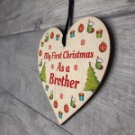 My First Christmas As A Brother Wooden Heart Hanging Tree Decor