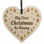 1st Christmas As Nanny Bauble Wooden Heart Tree Decoration