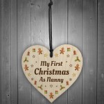 1st Christmas As Nanny Bauble Wooden Heart Tree Decoration