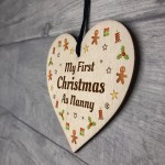 1st Christmas As Nanny Bauble Wooden Heart Tree Decoration