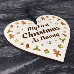 1st Christmas As Nanny Bauble Wooden Heart Tree Decoration