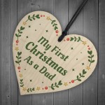 1st Christmas As A Dad Bauble Wooden Heart Tree Decoration