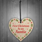 1st Christmas As An Auntie Bauble Wooden Heart Tree Decoration