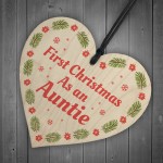 1st Christmas As An Auntie Bauble Wooden Heart Tree Decoration