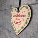 1st Christmas As An Auntie Bauble Wooden Heart Tree Decoration