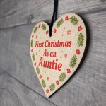 1st Christmas As An Auntie Bauble Wooden Heart Tree Decoration