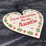 1st Christmas As An Auntie Bauble Wooden Heart Tree Decoration