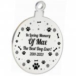Personalised Memorial Gift For Dog Engraved Heart Bauble Xmas
