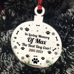 Personalised Memorial Gift For Dog Engraved Heart Bauble Xmas