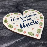 1st Christmas As An Uncle Bauble Wooden Heart Tree Decoration