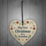 1st Christmas As A Grandad Bauble Wood Heart Tree Decoration