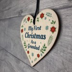 1st Christmas As A Grandad Bauble Wood Heart Tree Decoration