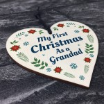 1st Christmas As A Grandad Bauble Wood Heart Tree Decoration