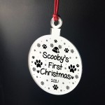 Dogs First Christmas Acrylic Bauble Personalised 1st Xmas Gift