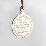 Merry Christmas Gift For Best Friend Hanging Wood Bauble Funny