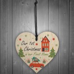 1st Christmas In Our First Home Hanging Wooden Heart Gift